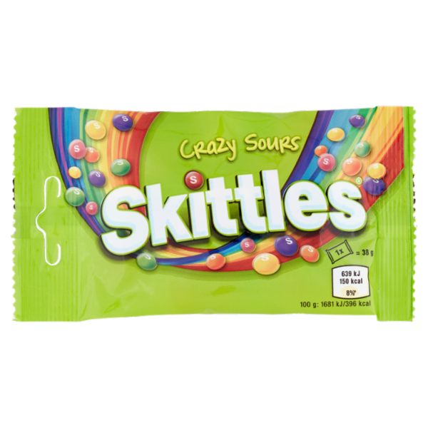 Skittles Crazy Sours Caramelle alla Frutta dal gusto aspro 38 g
