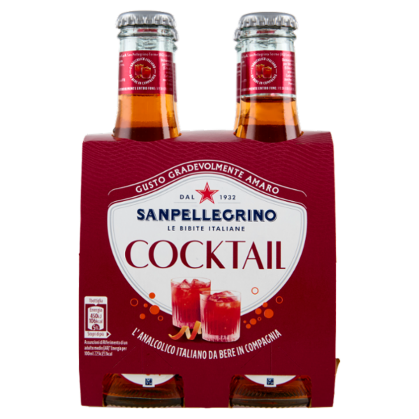 BIBITE SANPELLEGRINO, Bevande Gassate, Cocktail, Vetro 20 cl x 4