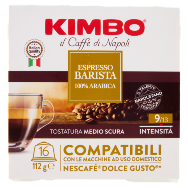 Kimbo Espresso Barista 100% Arabica Capsule Compatibili con le Macchine Nescafè Dolce Gusto* 16 x 7g