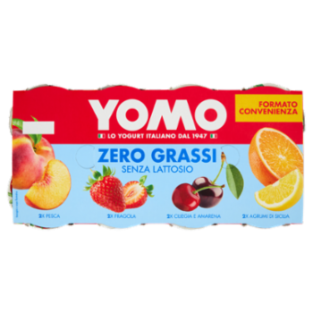 Yomo Zero Grassi Senza Lattosio Pesca, Fragola, Ciliegia e Amarena, Agrumi Di Sicilia 8 x 125 g