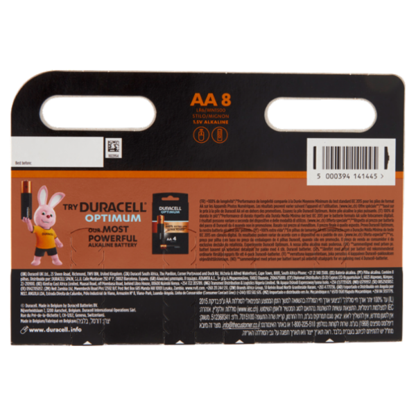 Duracell Plus AA Batterie Stilo Alcaline 1.5V LR06 MX1500 confezione da 8 Pile Duracell