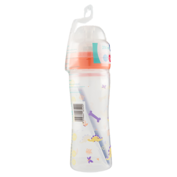 neo Baby Biberon Plastica Collo Largo 250 ml 2m+ Dino Arancio