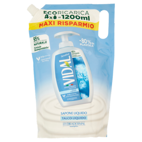 Vidal Sensitive Sapone Liquido Talco Liquido Ecoricarica 1200 ml