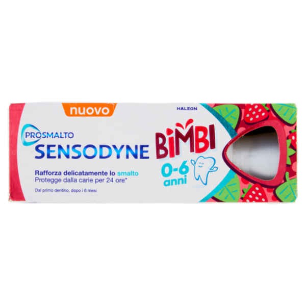 Sensodyne Prosmalto Bimbi, Dentifricio per Bambini 0-6 anni, Aroma Naturale Fragola e Menta, 50 ml