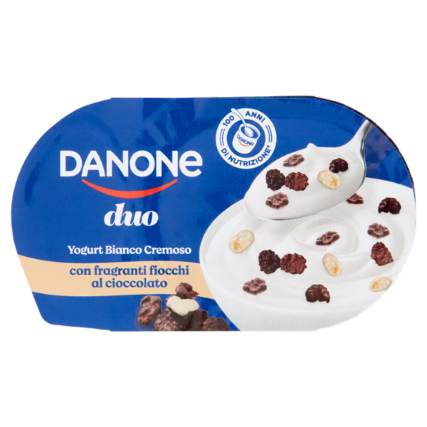 Danone Duo, Yogurt Bianco Cremoso con Fragranti Fiocchi al Cioccolato, 98g