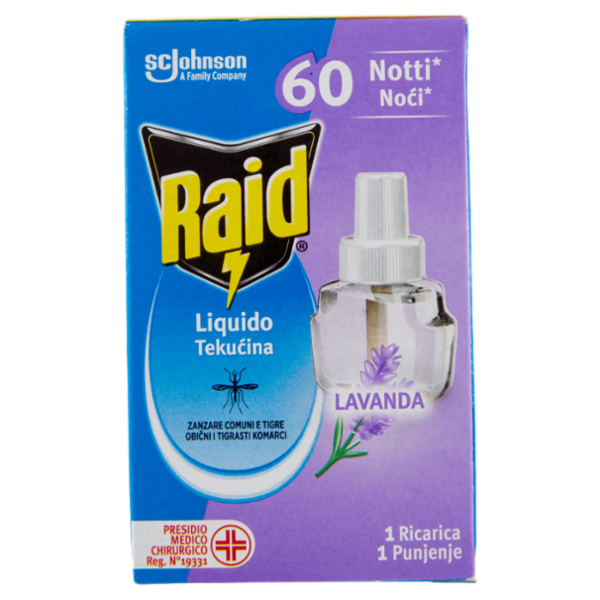 Raid Liquido Elettrico Ricarica, 60 Notti, Lavanda, 36ml