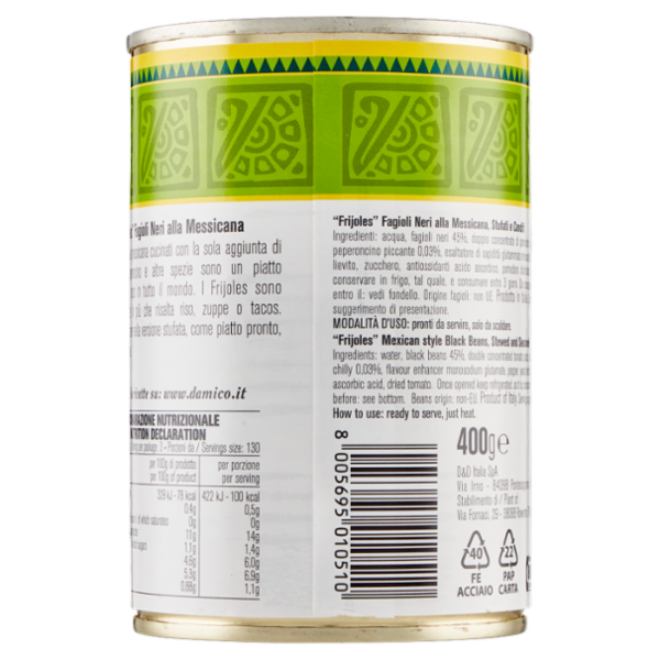 D'Amico Frijoles Fagioli Neri alla Messicana 400 g