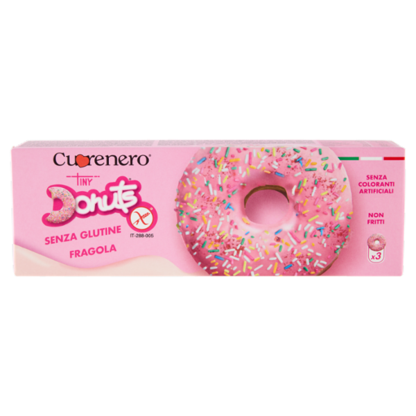 Cuorenero Tiny Donuts Senza Glutine Fragola 3 x 37 g