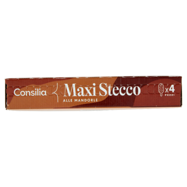 Consilia 4 Maxistecchi di Gelato Vaniglia Ricoperti Cioccolato al Latte e Mandorle 350 g