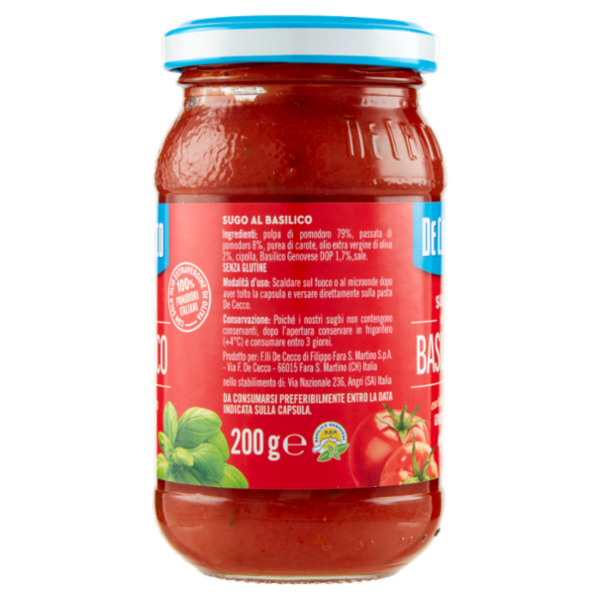 De Cecco Sugo al Basilico con Basilico Genovese DOP 200 g