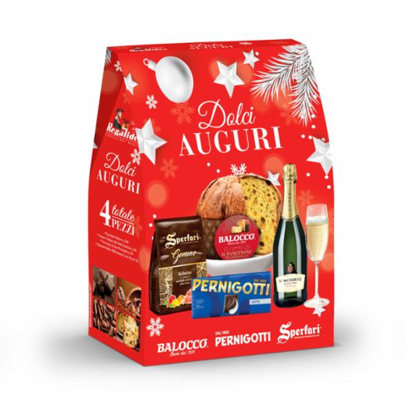 Regalidea Confezione Regalo Dolci Auguri Panettone 4 Pezzi