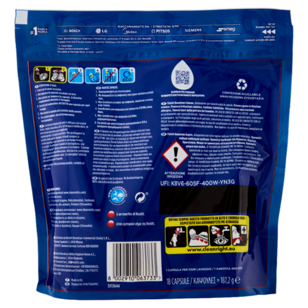 Finish Quantum Limone pastiglie lavastoviglie 18 lavaggi 187,2 g
