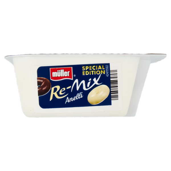 müller Re-Mix Anelli Yogurt Bianco Più Anelli al Cioccolato Latte e Bianco 150 g