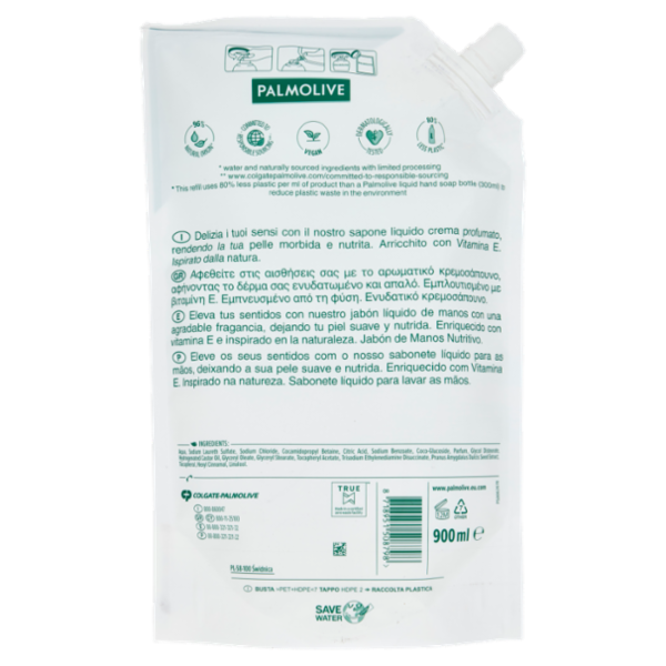 Palmolive ricarica sapone liquido mani Latte e Mandorla 900 ml