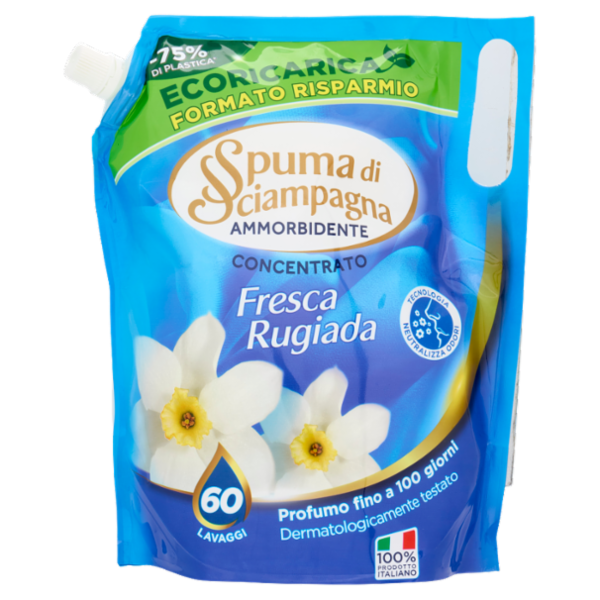 Spuma di Sciampagna Ammorbidente Concentrato Fresca Rugiada Ecoricarica 1200 ml