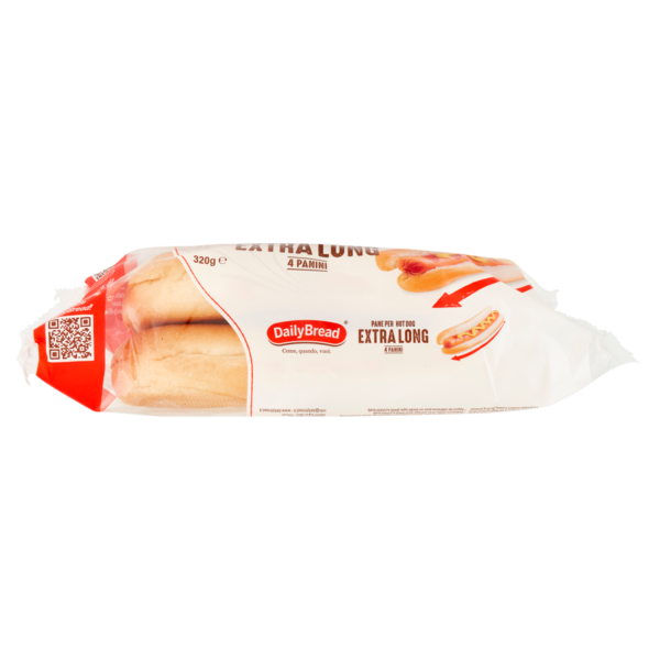 DailyBread Pane per Hot Dog Extra Long Panini 4 x 80 g