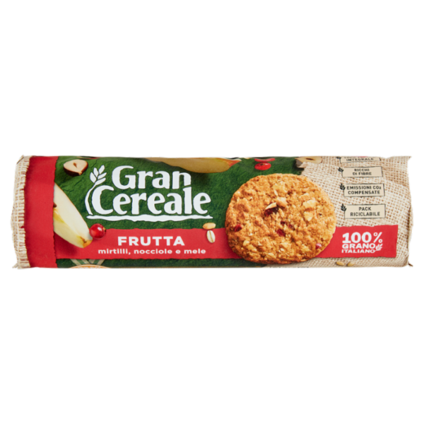 Gran Cereale Frutta Biscotti con Mirtilli Mele e Nocciole Tubo 250g