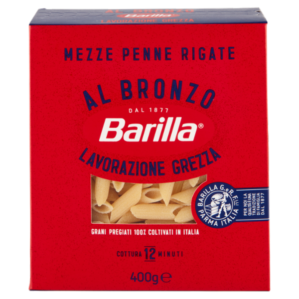 Barilla Pasta Al Bronzo Mezze Penne Rigate 100% grano italiano 400g