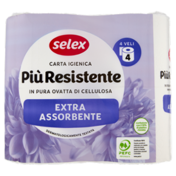 Selex Carta Igienica Più Resistente Extra Assorbente 4 Veli 4 Rotoli