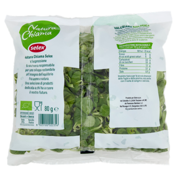 Selex Natura Chiama Valerianella Lavata e Pronta per il Consumo Biologica 80 g
