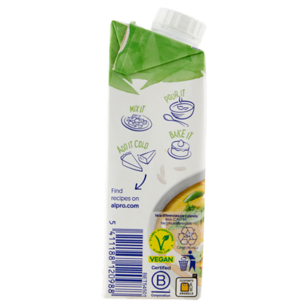 ALPRO Cooking Panna da Cucina 100% Vegetale al Riso, Senza Lattosio, 250ml