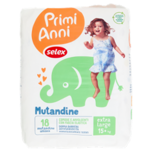 Selex Primi Anni Pannolini Mutandine Per Bambini Extra Large 15+ Kg 18 Pezzi
