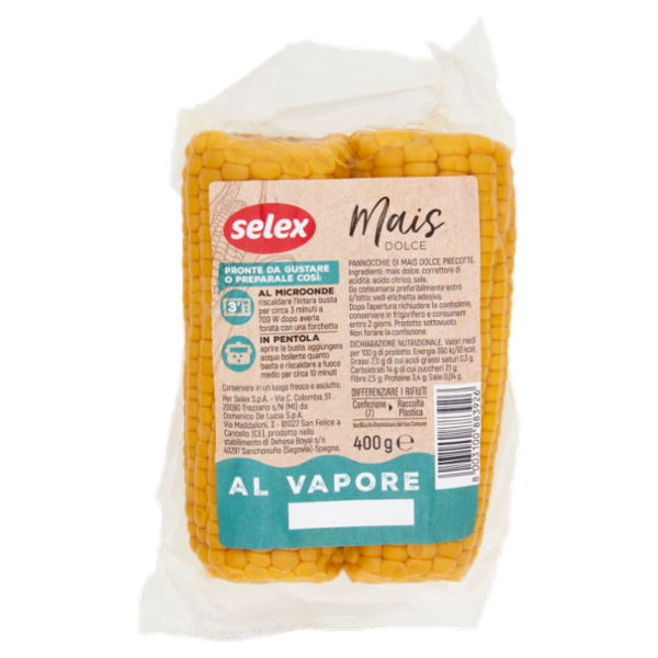 Selex Pannocchie di Mais Pulite, Precotte e pronte da Cucinare 400 g