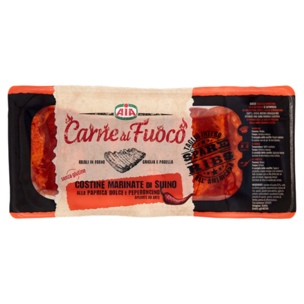 Aia Carne al Fuoco Costine Marinate di Suino alla Paprica Dolce e Peperoncino 0,600 kg