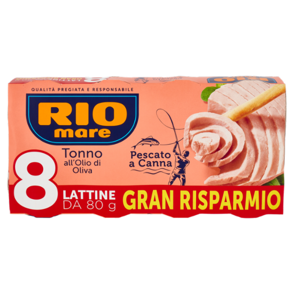 Rio mare Tonno all'Olio di Oliva Pescato a Canna 8 x 80 g