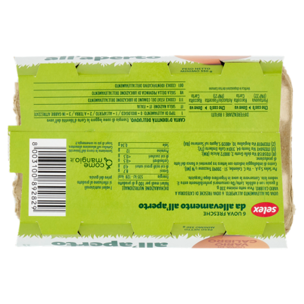 Selex 6 Uova Fresche di Vario Calibro da Allevamento all'Aperto Categoria A