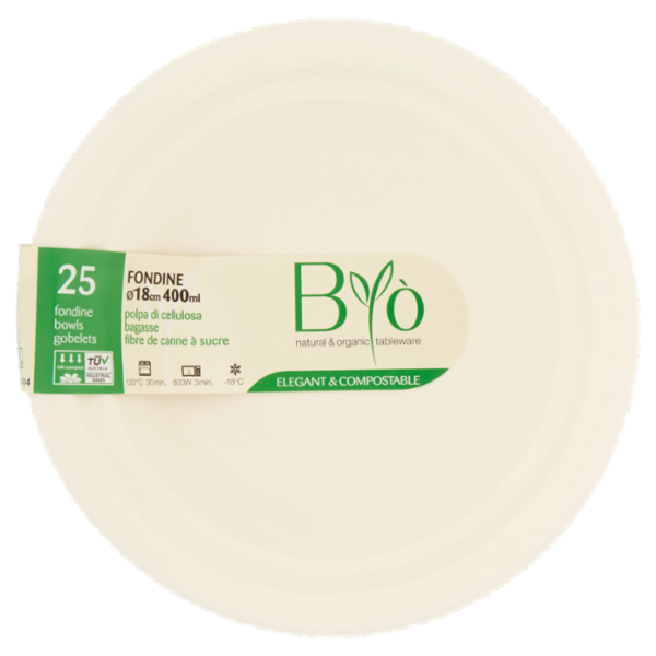 Biò Fondine Ø18cm 400ml polpa di cellulosa 25 pz