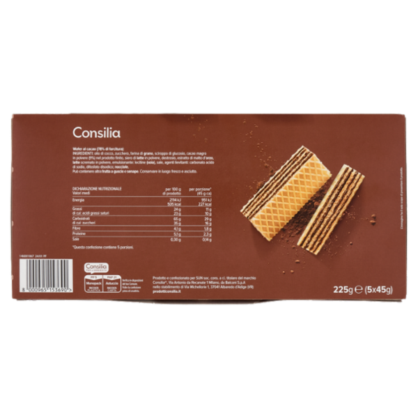 Consilia Wafer al Cacao 5x45 g
