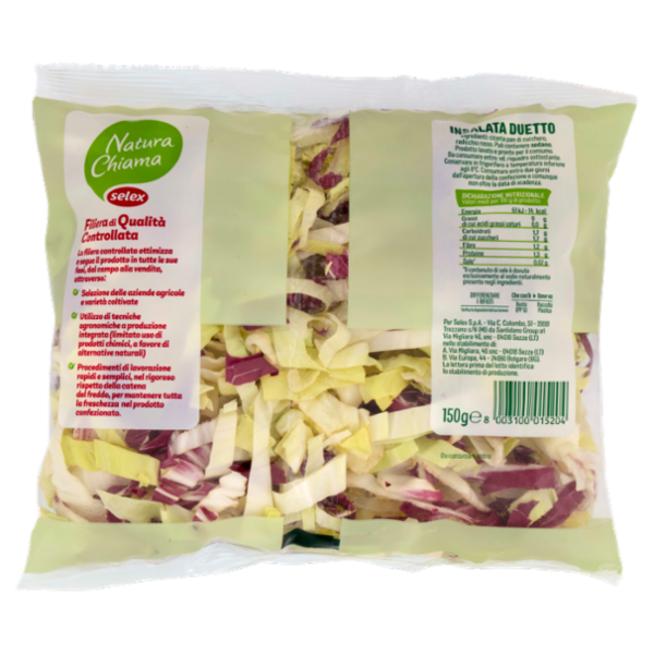 Selex Natura Chiama Insalata Duetto Cicoria e Radicchio Rosso Lavata e Pronta per il Consumo 150 g