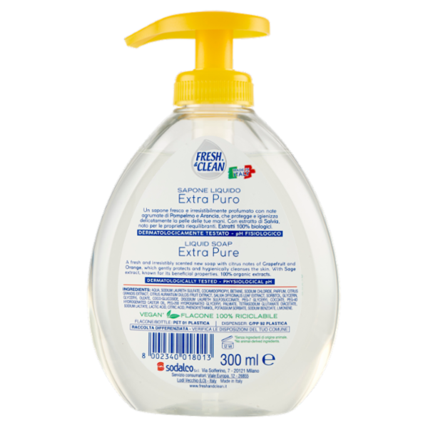 Fresh & Clean Sapone Liquido Extra Puro Agrumi e Salvia 300 ml