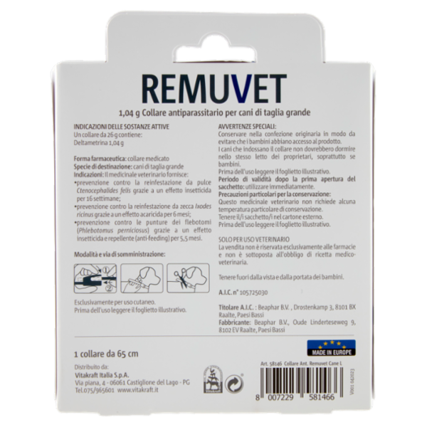 Vitakraft Remuvet 1,04 g Collare antiparassitario per cani di taglia grande 1 pz