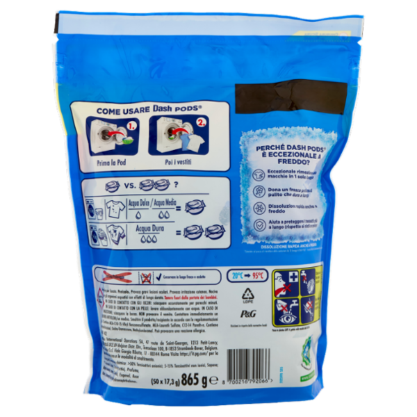 Dash Pods Detersivo Lavatrice In Capsule, Salva Colore, 50 Lavaggi 865 g