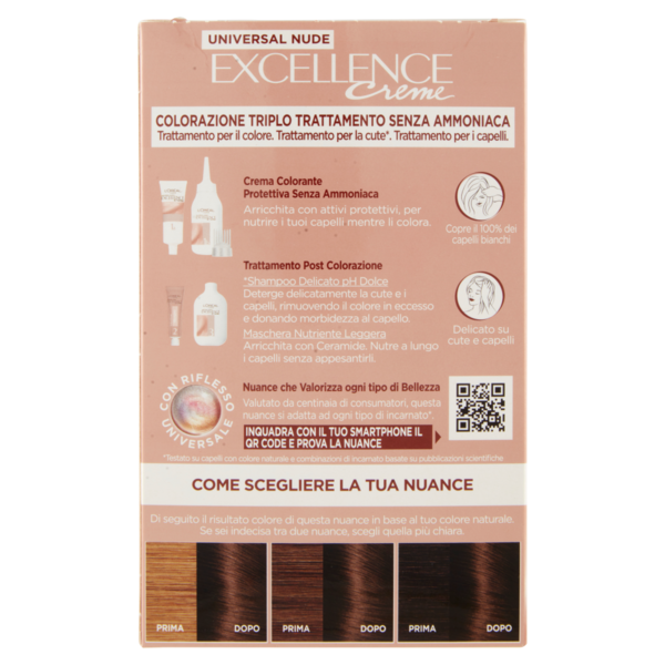 L'Oreal Paris Colorazione permanente senza ammoniaca, Riflesso Universale, Castano Chiaro 5U