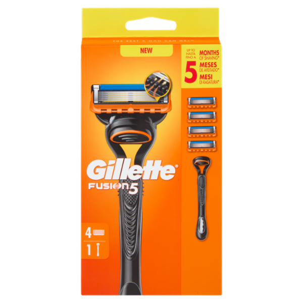 Gillette Fusion5 Rasoio da Uomo a 5 Lame, 1 Manico + 4 Lamette