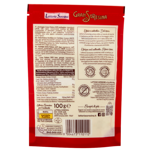 Gran Soresina Grana Padano DOP Grattugiato 100 g