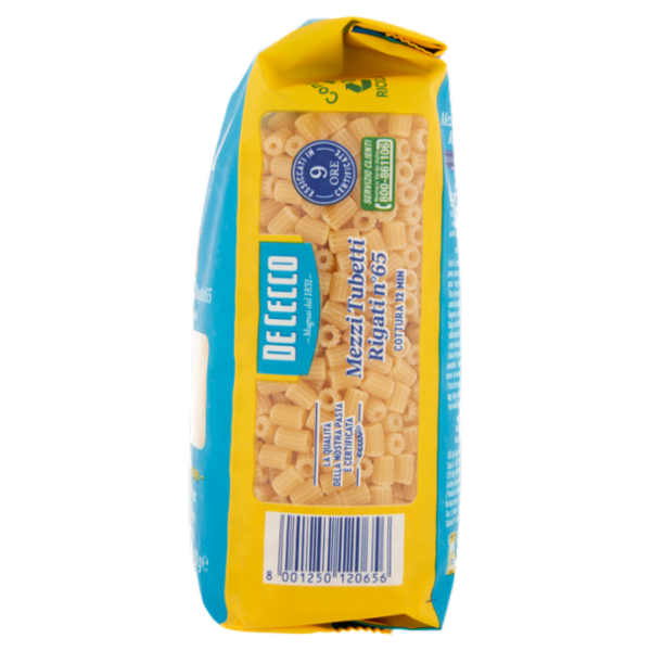 De Cecco Mezzi Tubetti Rigati n°65 500 g