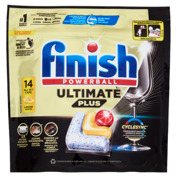 Finish Ultimate Plus Limone pastiglie lavastoviglie 14 lavaggi 170,8 g