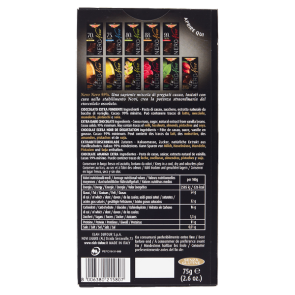 Novi NeroNero 99% Cacao Assoluto Extra Fondente 75 g