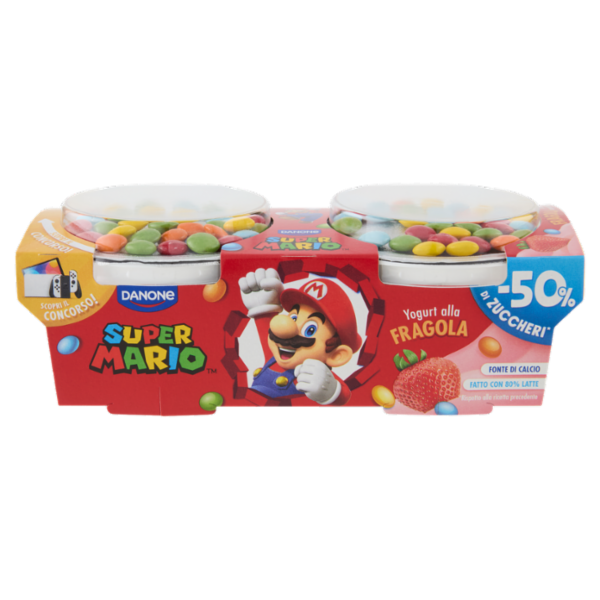 DANONE Super Mario, Yogurt gusto Fragola con Confettini, 2x110g