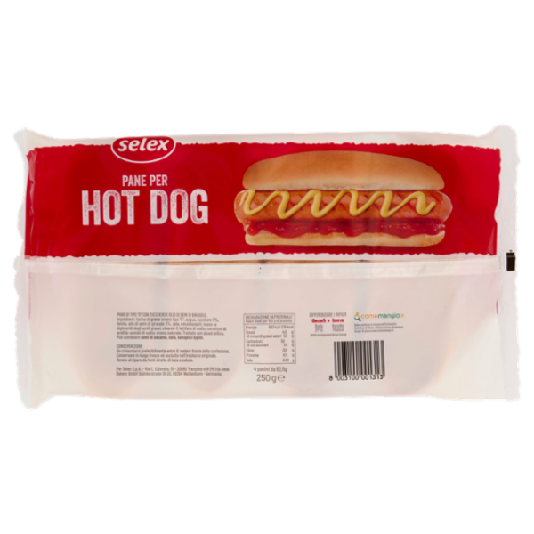 Selex Pane per Hot Dog 4 pezzi 250 g