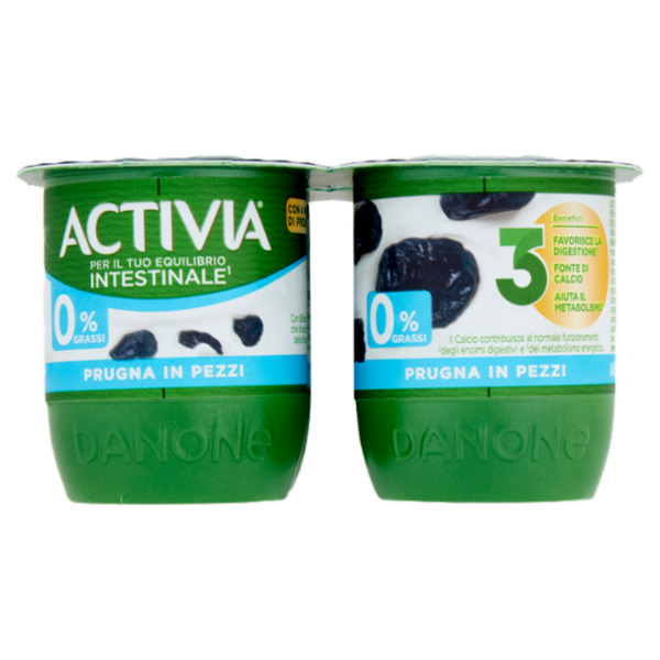 ACTIVIA Yogurt con Probiotico Bifidus, 0% Grassi, gusto Prugna, 4x125g