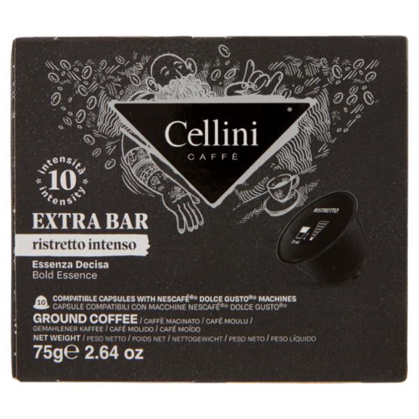 Cellini Caffè Extra Bar ristretto intenso 10 Capsule Compatibili 75 g