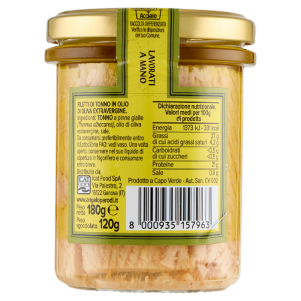 Angelo Parodi Filetti di Tonno in Olio di Oliva Extravergine 180 g