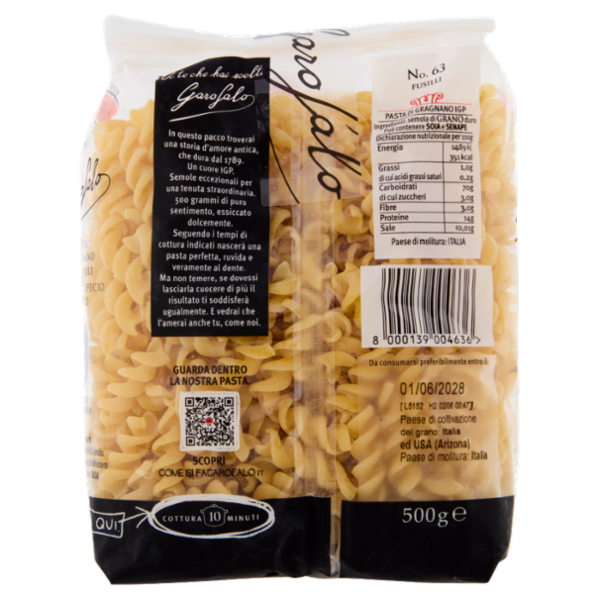 Garofalo Fusilli 63 Pasta di Gragnano IGP 500 g