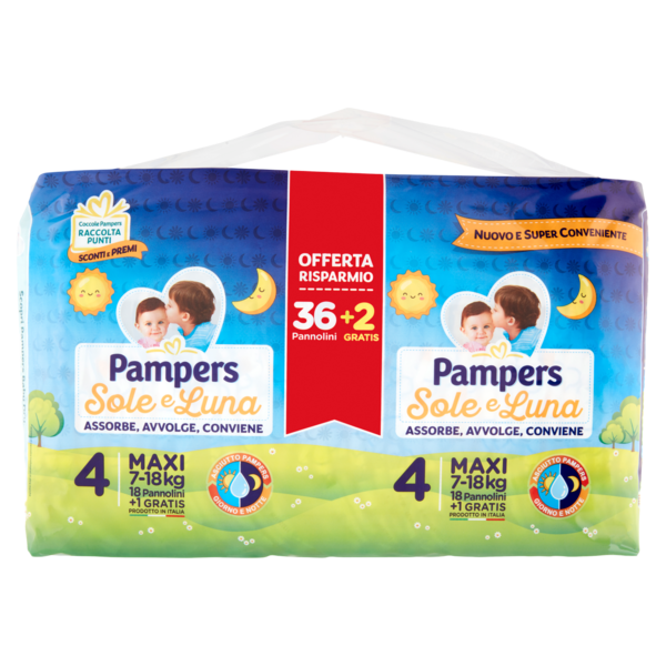 Pampers Sole e Luna 4 Maxi 36 + 2 pz