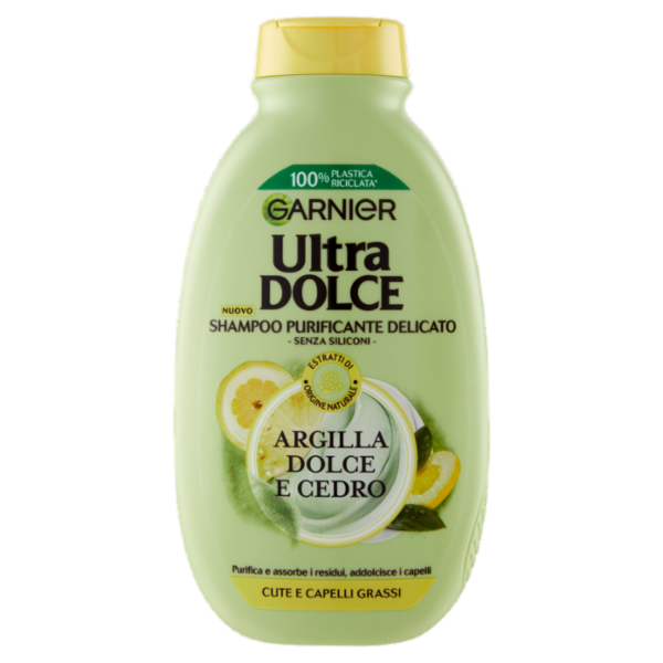 Garnier Ultra Dolce, Shampoo per Capelli che Tendono a Ingrassarsi, Argilla e Cedro, 250 ml